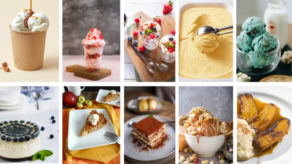 Grid layout showing all twelve ninja creami frozen dessert recipes with labels